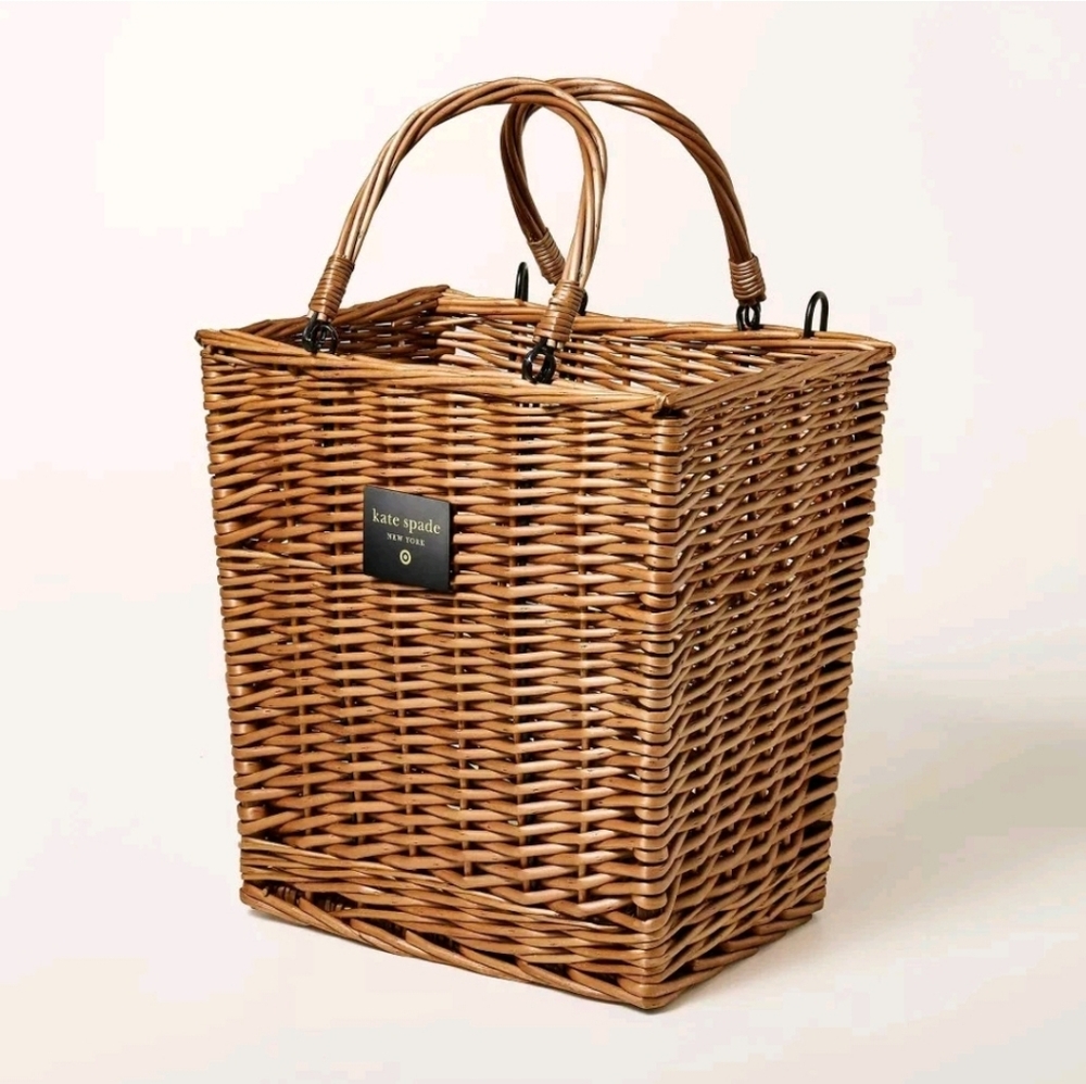 Kate Spade New York Adult Woven Bicycle Basket Natural